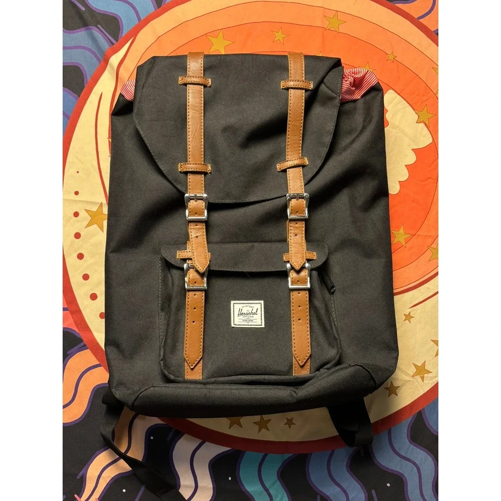 Herschel Supply Co Little America Backpack Black Tan Laptop Sleeve Rucksack
